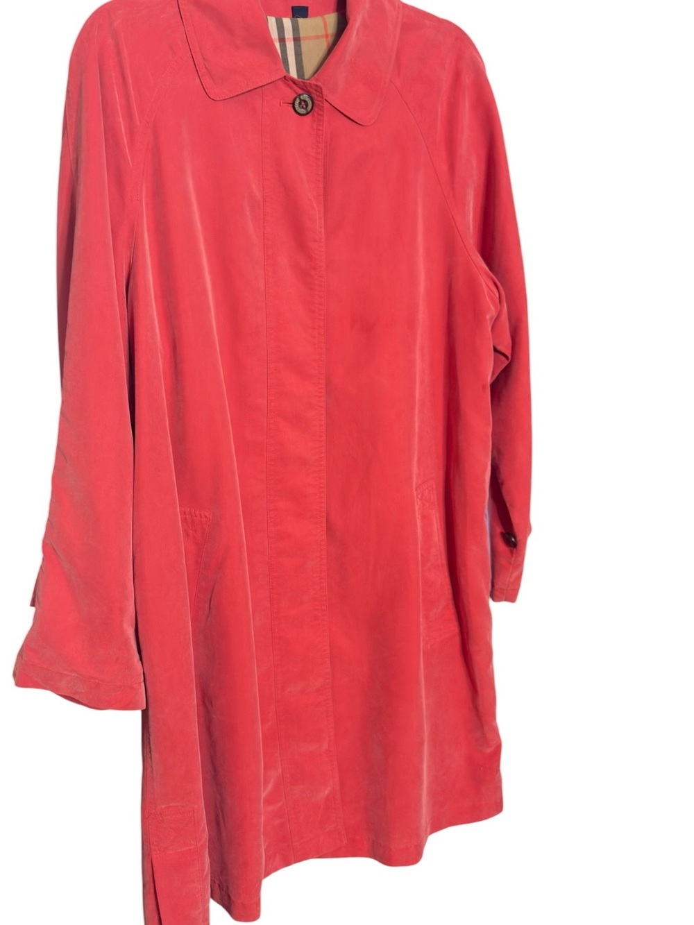 Burberry Fall Red Trench Coat with Classic Check Lining & Pockets sz XS - Picture 3 of 15
